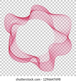 Design element. Wave many pink lines circle frame. Abstract wavy stripes on a transparent background isolated. Vector illustration of EPS 10. Colorful waves with lines.