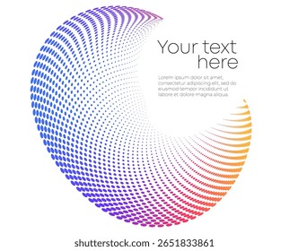 Design Element Wavy Halftone Curve Lines. Circle of dots, Halftone. Spirals Background circle for Medical, Cosmetics, Wellness, Jewelry, Fashion. Pattern branding Frame border. Geometric Lines