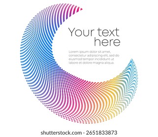 Design Element Wavy Halftone Curve Lines. Circle of dots, Halftone. Spirals Background circle for Medical, Cosmetics, Wellness, Jewelry, Fashion. Pattern branding Frame border. Geometric Lines