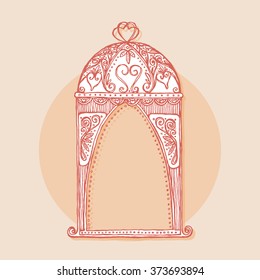 Design element for wedding greeting card. Vintage style, hand drawn