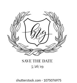 Design element of wedding stationery ornamental cards concept. Handwritten calligraphic style. Elegant invitatin wedding template.