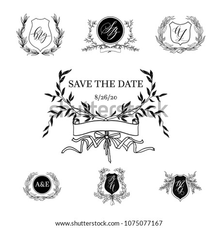 Design element of wedding stationery ornamental cards concept. Handwritten calligraphic style. Elegant invitatin wedding template.