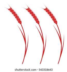 Design element - wheaten ear red color. EPS10 vector.