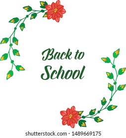 Design element wreath frame, calligraphic text back to school. Vector