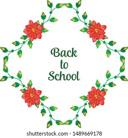 Design element wreath frame, calligraphic text back to school. Vector