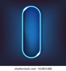 Design element for your ad, sign, poster, banner. Neon blue rectangle. 