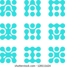 Design element.Abstract water molecule vector logo template set. Computer, science, medical and engineering concept icons.