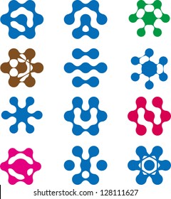 Design element.Abstract water molecule vector logo template set. Computer science  and engineering concept icons.