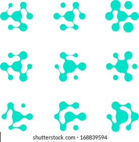 Design element.Abstract water molecule vector logo template set.You can use in biotechnology, energy, environmental protection, water and electricity equipment, computer science medical concept icons 