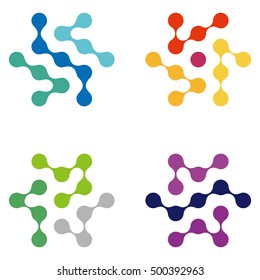 Design element.Abstract water molecule vector logo template set.You can use in biotechnology, energy, environmental protection, water and electricity equipment, computer medical science concept icon. 