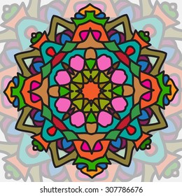 Design element.Endless ornamental ethnic texture.Template for decoration.Hand-draw vector illustration.