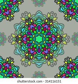 Design element.Endless ornamental ethnic texture.Template for decoration.Hand-draw vector illustration.