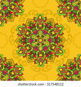 Design element.Endless ornamental ethnic texture.Template for decoration.Hand-draw vector illustration.