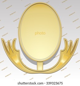 Design elements - 3D gold frame with shadows. Stand for the photos.  Vector illustration EPS10.