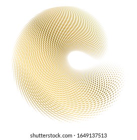 Design elements. 3d shell swirl circle elegant form. Abstract Circular logo element golden on white background isolated. Creative art. Vector illustration EPS 10 digital for promotion wedding product