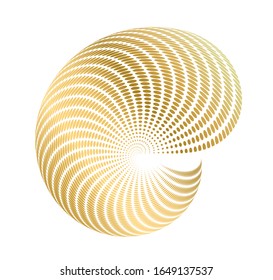 Design elements. 3d shell swirl circle elegant form. Abstract Circular logo element golden on white background isolated. Creative art. Vector illustration EPS 10 digital for promotion wedding product