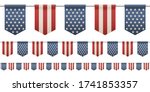 Design elements for 4th of july, memorial day, presidential election. Set of patriotic bunting flags. U.S. Vector illustration.