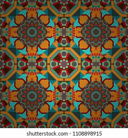 Design elements. Abstract mosaic vector background. Sketch in yellow, orange and gray colors. Geometric seamless pattern.
