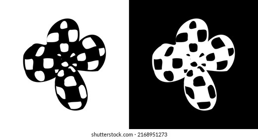 Design elements. Abstract pattern in the form of smooth black lines on a white background. Background with isolated flower tattoo, vector illustration.