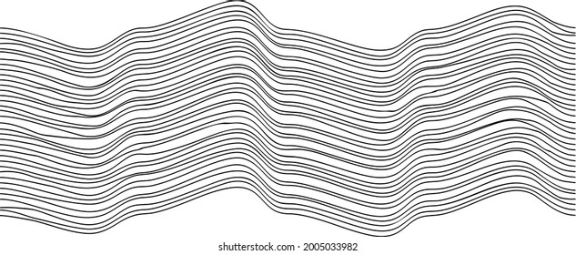 Design elements  . Abstract Vector Striped Geometric Background, parallel horizontal hand drawn wavy lines pattern .