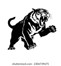 design elements of Angry Tiger vector illustrations silhouette 