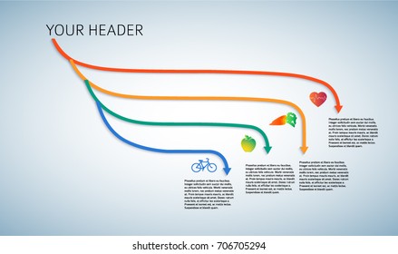 Design elements arrow style background business presentation template. Healthy lifestyle & organic food concept. Vector illustration eps 10. Good food for healthy life - vegetable & fruit & juice 