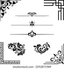 Design elements for art frame stock illustration.