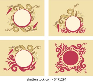 Design elements. Artistic cover design, floral decoration on grunge, autumnal background
