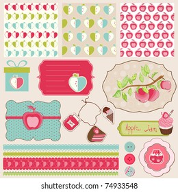 Design Elements for Baby scrapbook with apples - easy to edit