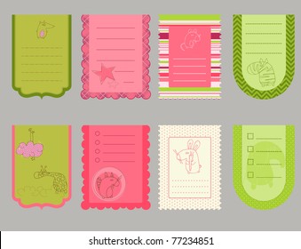 Design elements for baby scrapbook - cute tags with animals