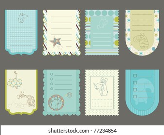 Design elements for baby scrapbook - cute tags with animals