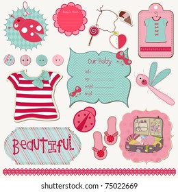 Design Elements for Baby scrapbook - easy to edit