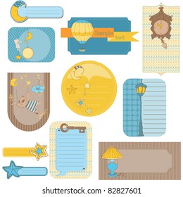 Design elements for baby scrapbook - sweet dreams cute tags