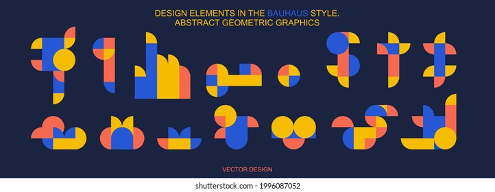 Diseñar elementos en el estilo bauhaus. Resumen de figuras decorativas. Formas geométricas contemporáneas. Plantilla de vector