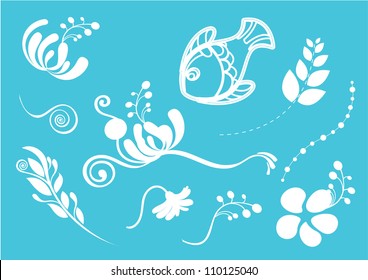Design elements with beautiful floral patterns- This floral design elements can be used for wallpaper, card design, web page background,  surface textures and pattern fills