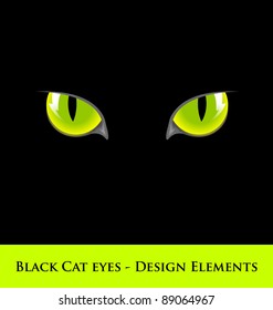 Design elements of black cat with green eyes