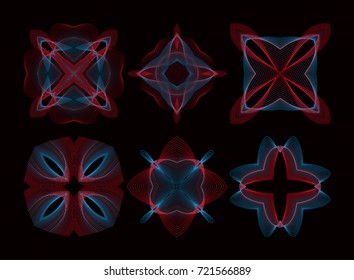 Design elements of the bright lines on a dark background. Vector illustration. Blend abstract frame.