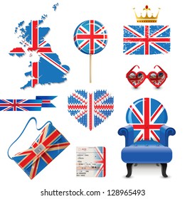 Design elements in British flag colors. EPS 10