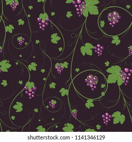 Design elements with bunches of grapes and vines