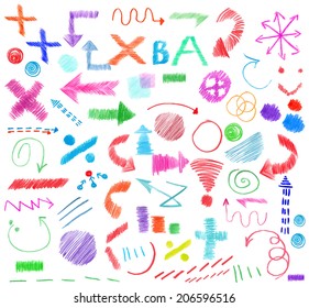 Design elements for business drawn with a pencil. A set of graphic characters. Vector illustration.