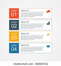 design elements for business infographics. Minimalistic template with 4 options, steps, parts. Can be used for web, diagram, graph, workflow layout, chart, report. Vector numbered banner