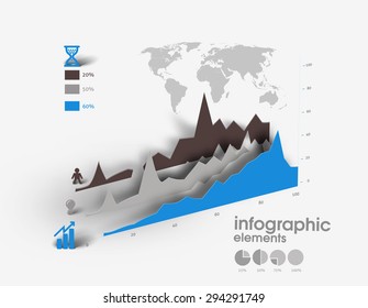 Design elements of business infographics. Set of 3D infographics with 3d shadow. 