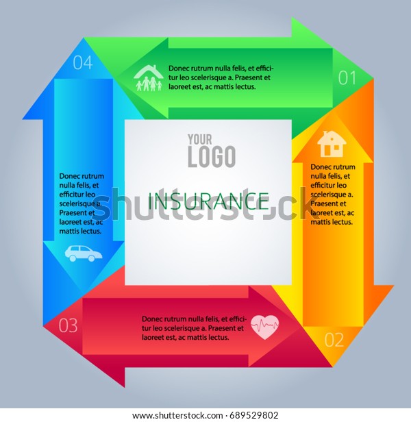 Design\
elements business presentation on circle arrow with icons\
insurance. Vector illustration EPS 10 for infographics style\
background business service insurance\
firm