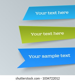 Design elements business presentation template. Set geometric vector eps10 horizontal banners. Vivid plastic cards with shadows made in material design style. Origami paper pieces. New Collection Tags