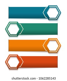 Design elements business presentation template. Set geometric vector eps10 horizontal banners. Vivid plastic cards with shadows made in material design style. Origami paper pieces. New Collection Tags