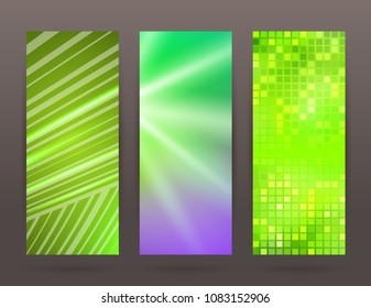 Design elements business presentation template. Vector illustration set vertical web banners background, backdrop glow light effect . EPS 10 for web buttons template, web site page presentation