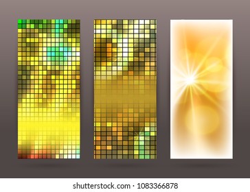 Design elements business presentation template. Vector illustration set vertical web banners background, backdrop glow light effect . EPS 10 for web buttons template, web site page presentation