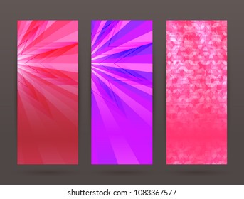 Design elements business presentation template. Vector illustration set vertical web banners background, backdrop glow light effect . EPS 10 for web buttons template, web site page presentation