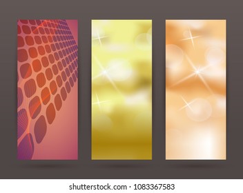 Design elements business presentation template. Vector illustration set vertical web banners background, backdrop blur glow light effect . EPS 10 for web buttons template, web site page presentation