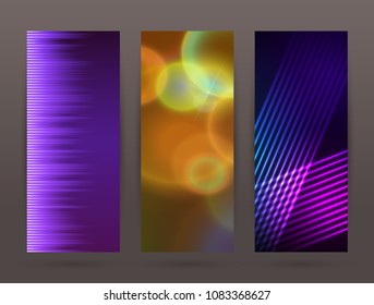 Design elements business presentation template. Vector illustration set vertical web banners background, backdrop glow light effect . EPS 10 for web buttons template, web site page presentation